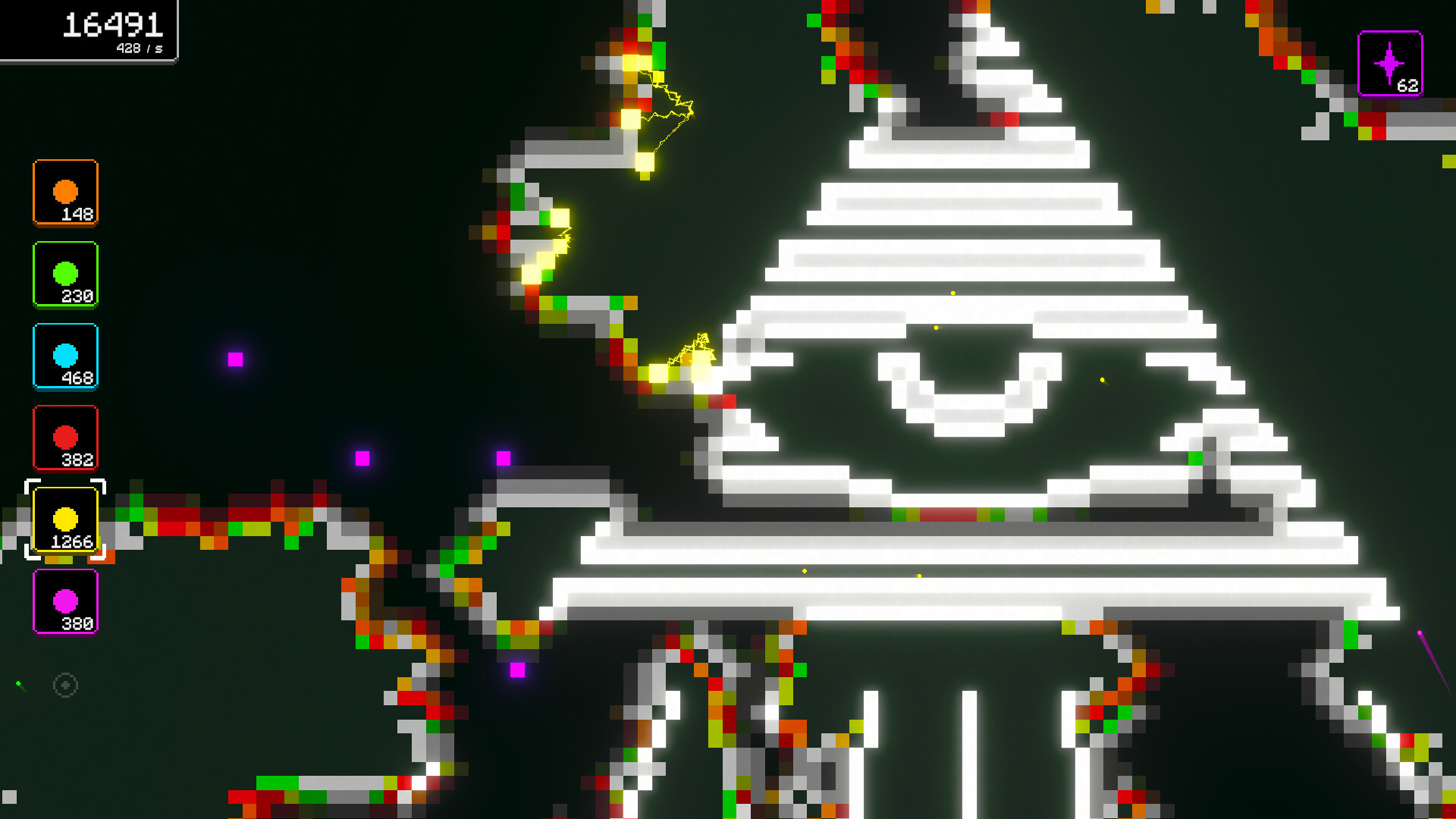 10 Million Pixels screenshot with orange balls and mined pixel paths